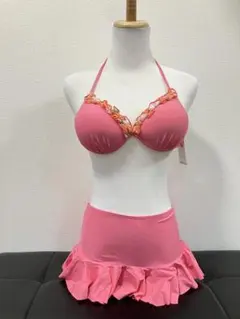 ピンク フリル付きセパレート水着027XL