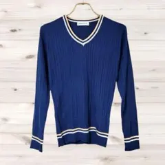 A1526 BROWNY ニット セーター 長袖(F) ネイビー ストライプ