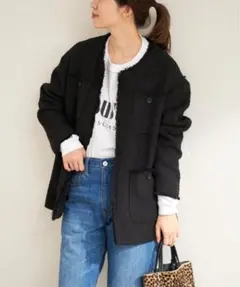 ニット ノーカラージャケット