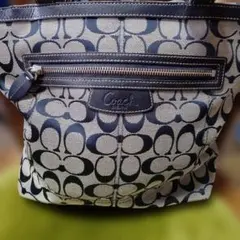 マ*メ様 Coach モノグラム柄 ハンドバッグ ネイビー/ベージュ