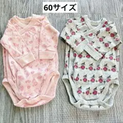 ユニクロ ボディスーツ 60 肌着 長袖 前開き 2枚 ムーミン リトルミイ