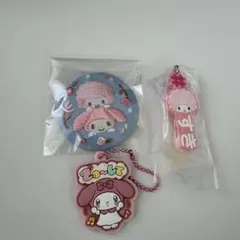 サンリオ マイメロ ピアノ ハッシュタグつける 刺繍缶バッジ ラバーキーホルダー