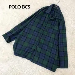 長袖シャツ　ネルシャツ　チェック　グリーン　ゆったり POLO BCS