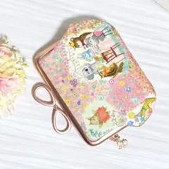 親子がま口財布　ユキエモン*メルシーン/スモーキーピンク　ハンドメイド