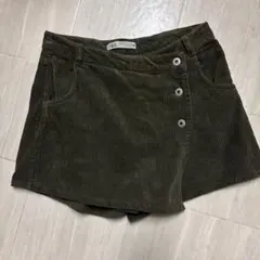 ZARA コーデュロイマイクロミニスカート風ショートパンツ オリーブグリーン