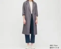 UNIQLO リネンコットンコート　ブルー系　Mのサムネイル