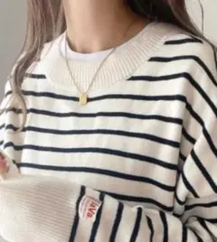 Javaニットセーター ストライプ2wayデザイン