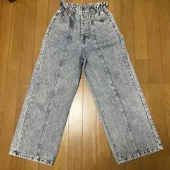 FUN ファン　M デニムワイドパンツ　ボタン　低身長　股下短めのサムネイル