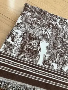 風景柄ブラウンホワイトストール