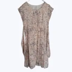 エマジェイムス 花柄シフォンワンピース フレンチスリーブ 上品フェミニン 通勤