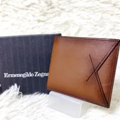 未使用✨　エルメネジルドゼニア 二つ折り財布 レザー ブラウン イタリア製のサムネイル