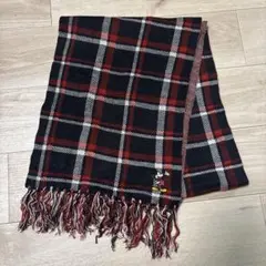 Disney チェック柄ミッキー刺繍マフラー