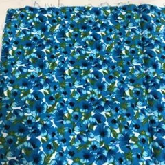奉仕品☆ USA コットン　ブルー　フラワー　花柄　フラワー柄　生地　輸入