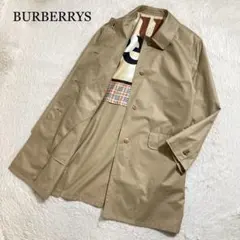 極美品 白タグ バーバリーズ ステンカラーコート 金ボタン ノバチェック 綿