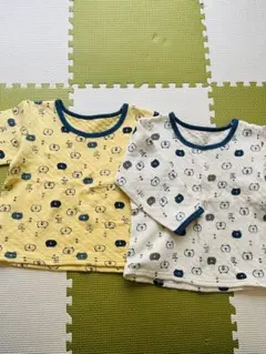 〈90サイズ〉クマ柄長袖シャツ2枚セット