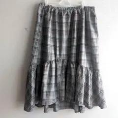 スマイルランド　チェック柄 フレアスカート　ブルー　 6L