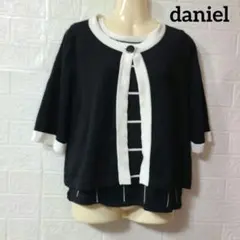 2点セット【daniel】ネイビーとホワイトの五分袖カーディガン&カットソー　L
