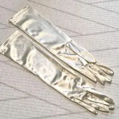 アイボリー サテン ロングウェディンググローブ