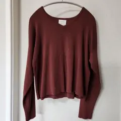 SENSE OF PLACE ダークレッド Vネック長袖ニット