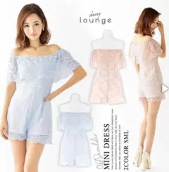 ミニドレス オフショル ロンパース 総レース dazzystore