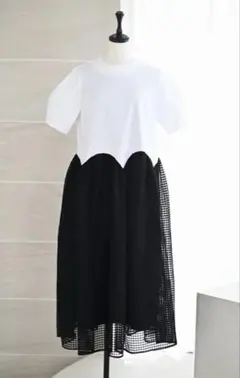 アドーア✴︎バイカラー パフスリーブ ブラウス 半袖 ジャガード