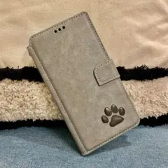 【iPhone14promax専用】高級牛革肉球手帳型ケース グレー 新品未使用