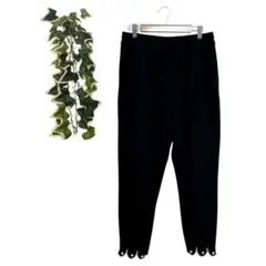 ラジエム カジュアルパンツ イージーパンツ スカラップ パール 真珠 黒