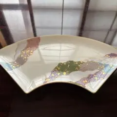 美濃焼 翔山窯 扇形皿　5枚セット　ちぎり絵金彩のサムネイル