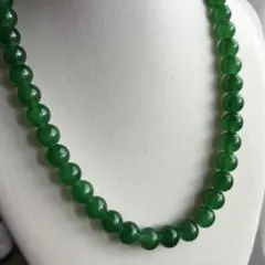 10mm グリーンアゲート風 ビーズネックレス 48cm