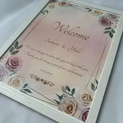 ウェディングウェルカムボードA4 名前と結婚式の日付を記入！(花:バラ)
