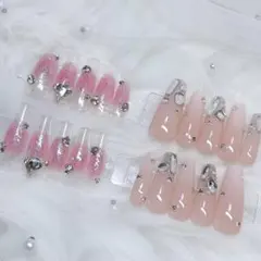 ギャルロングネイルチップ　2セット　ベイビーブーマー　チーク