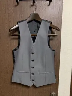Sサイズ新品未使用！リバーシブルベスト！光沢ある2色グレー！ビジネスやイベントに