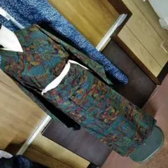 しつけ糸付き大島紬 身丈約154cm*着物 正絹 リメイク用にのサムネイル