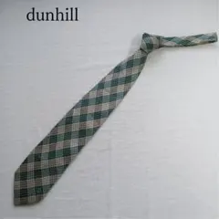 ダンヒル ネクタイ グリーン基調 高級チェック柄 シルク 爽やか【n4705】