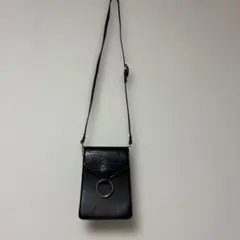 クロコダイル風 ブラックミニショルダーバッグ