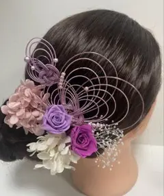 903.水引髪飾り　成人式髪飾り　卒業式髪飾り　プリザーブドフラワー