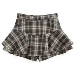 GRL チェック柄フリルスカートパンツネイビー S ks006