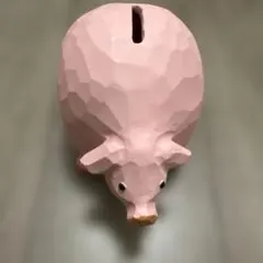 ⚠︎ワレあり　niko and... 木彫り ブタ貯金箱 ピンク 北欧雑貨