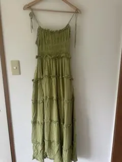 グリーン ティアード キャミワンピース