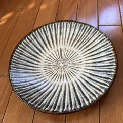 島根民藝】石見焼 石州宮内窯 刷毛目青差 尺一皿 大皿 約31.5cm 陶器