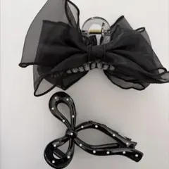 ヘアクリップ　リボン　２個セット