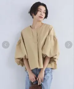 green label relaxing バルーンスリーブ ブラウス　ベージュ