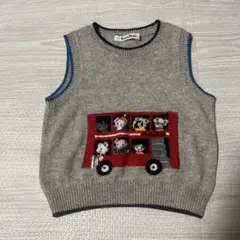 80cm familiar ファミリア グレー 赤バス ニットベスト