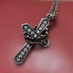 シルバー925SV925クロスクラウンネックレストップ925刻印あり