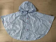 【DADWAY】レインコート ポンチョ パンツ パンチョ 水色ギンガムチェック