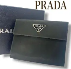 PRADA 三角ロゴ テスートナイロン 三つ折り財布 ブラック コンパクト