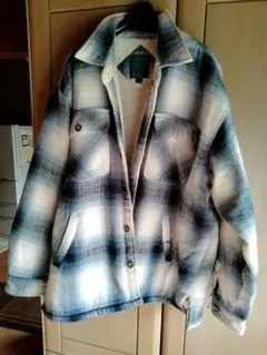 長袖ネルシャツ　ボア　ジャケット　ジャンパー　オンブレ　チェック　秋冬