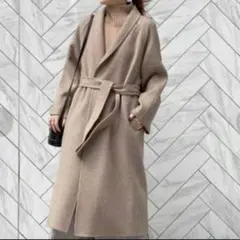 美品✨スピックアンドスパン ショールカラーウールリバーコート ガウン ベルト付き