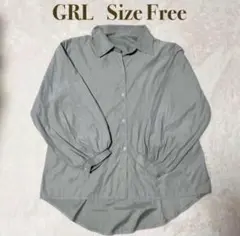 GRL グレイル ボリュームスリーブシャツ グリーン 黄緑 ブラウス バルーン袖