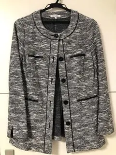 HANAE MORI SPORTS ノーカラーツイードコートグレー 40 - メルカリ